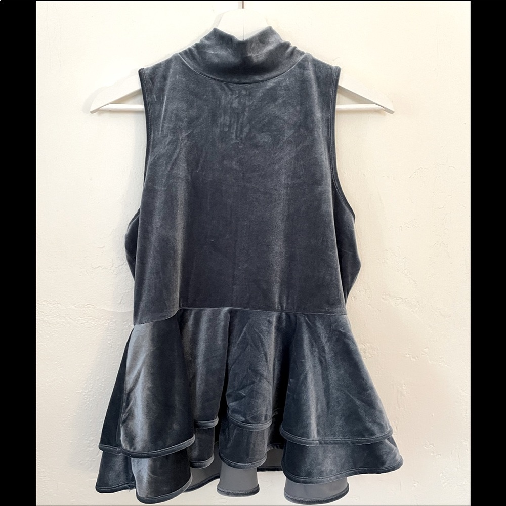 Torn by Ronny Kobo Velvet Sleeveless Peplum Top